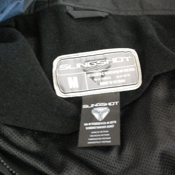 Weather Resistant Rain Coat with 3M Reflective Panels and Slingshot Logo Black - Picture 4 of 5